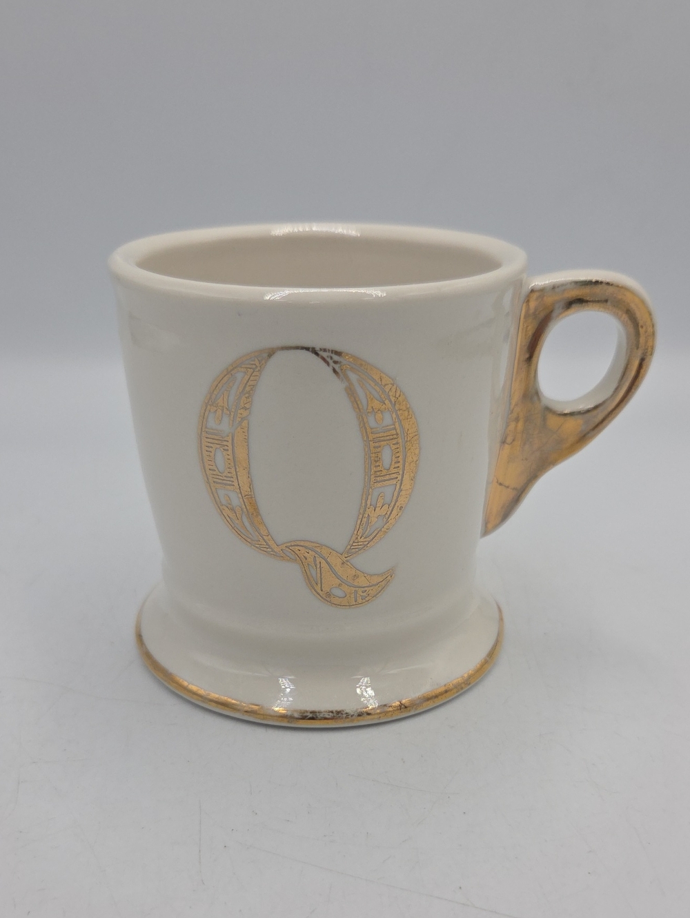 Anthropologie Monogram Q Ceramic Mug with Gold Accent